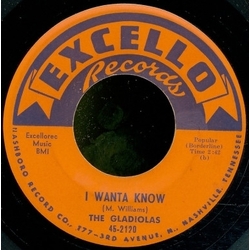 The Gladiolas I Wanta Know / Hey! Little Girl Vinyl 7" USED
