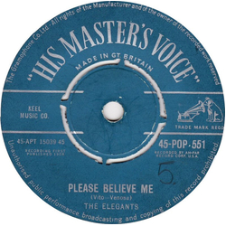 The Elegants Please Believe Me Vinyl 7" USED