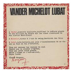 Maurice Vander / Pierre Michelot / Bernard Lubat Vander Michelot Lubat Vinyl LP USED