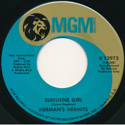 Herman's Hermits Sunshine Girl / Nobody Needs To Know Vinyl 7" USED