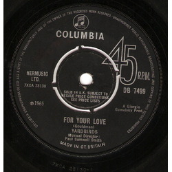 The Yardbirds For Your Love Vinyl 7" USED
