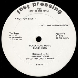 Black Soul (2) Black Soul Music USED VINYL 12INCH 33 S RPM TEST PRESSING