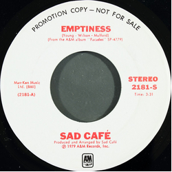 Sad Café Emptiness Vinyl 7" USED