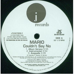 Mario Couldn't Say No / Call The Cops / How Could You USED VINYL 12INCH 33 S RPM PROMO