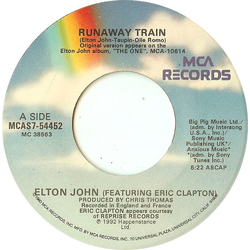 Elton John / Eric Clapton Runaway Train Vinyl 7" USED