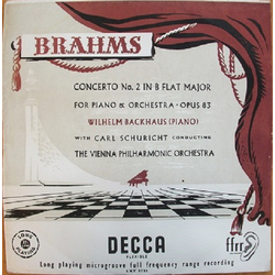 Johannes Brahms / Wilhelm Backhaus / Carl Schuricht / Wiener Philharmoniker Concerto No. 2 In B Flat Major For Piano & Orchestra ∙ Opus 83 Vinyl LP US