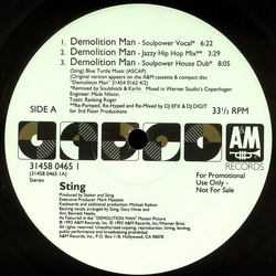 Sting Demolition Man (The Underground Mixes) Vinyl 12" USED