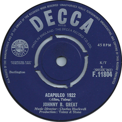 Johnny B. Great Acapulco 1922 Vinyl 7" USED