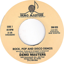 Demo Masters Rock, Pop And Disco Demos Vinyl 7" USED