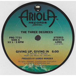 The Three Degrees Giving Up, Giving In Vinyl 12" USED