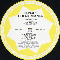 Phenomania Who Is Elvis? (Remixes) Vinyl 12" USED