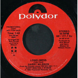 Harry Nilsson Loneliness Vinyl 7" USED
