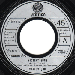 Status Quo Mystery Song Vinyl 7" USED