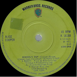 Alice Cooper auto-1 School's Out / Gutter Cat Vinyl 7" USED