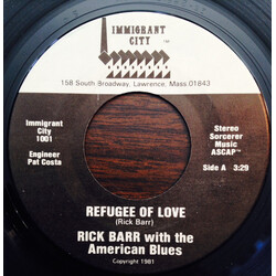 Rick Barr / The American Blues Refugee Of Love USED VINYL 7INCH 45 RPM