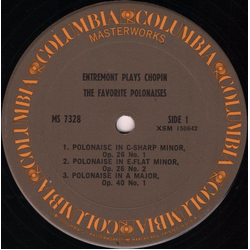 Philippe Entremont / Frédéric Chopin Entremont Plays Chopin (The Favorite Polonaises) Vinyl LP USED