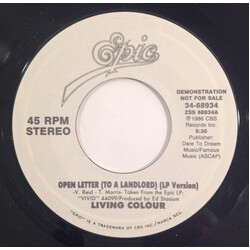 Living Colour Open Letter (To A Landlord) USED VINYL 7INCH 45 RPM SINGLE PROMO STYRENE