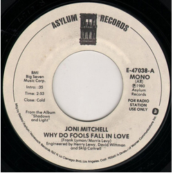 Joni Mitchell Why Do Fools Fall In Love Vinyl 7" USED