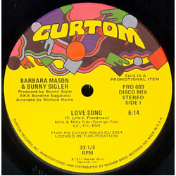Barbara Mason / Bunny Sigler Love Song / Locked In This Position Vinyl 12" USED