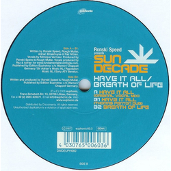 Ronski Speed / Sun Decade Have It All / Breath Of Life Vinyl 12" USED