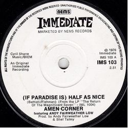 Amen Corner / Andy Fairweather-Low (If Paradise Is) Half As Nice Vinyl 7" USED
