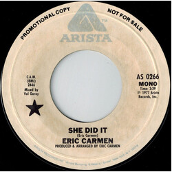 Eric Carmen She Did It USED VINYL 7INCH 45 RPM SINGLE PROMO STYRENE STEREO MONO