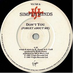 Simple Minds Don't You (Forget About Me) Vinyl 7" USED