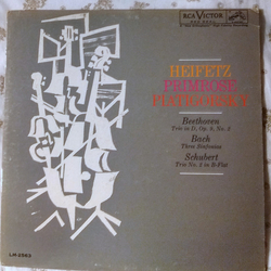 Jascha Heifetz / William Primrose / Gregor Piatigorsky Beethoven · Schubert — Trios · Bach — Sinfonias Vinyl LP USED