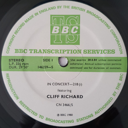 Cliff Richard In Concert-218 Vinyl LP USED