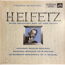Ernest Bloch / Georg Friedrich Händel / Franz Schubert / Jascha Heifetz / Emanuel Bay Sonata / Sonata In E Major / Sonatina In G Minor Vinyl LP USED