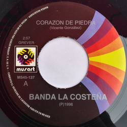 Banda La Costeña Corazon De Piedra Vinyl 7" USED