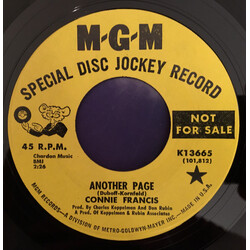 Connie Francis Another Page / Souvenir D'Italie Vinyl 7" USED