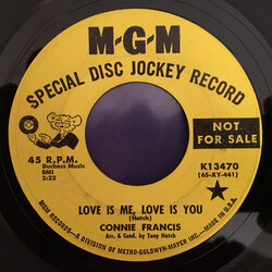 Connie Francis Love Is Me, Love Is You Vinyl 7" USED
