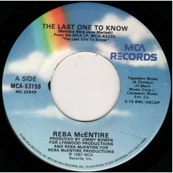 Reba McEntire The Last One To Know Vinyl 7" USED