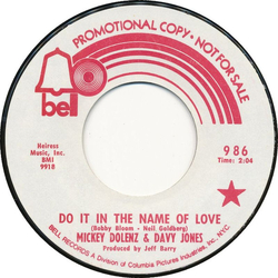 Davy Jones / Micky Dolenz Do It In The Name Of Love Vinyl 7" USED