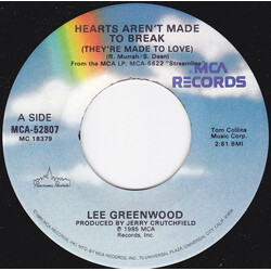 Lee Greenwood Hearts Aren't Made To Break (They're Made To Love) USED VINYL 7INCH 45 RPM SINGLE