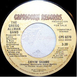 The Gregg Allman Band Cryin' Shame USED VINYL 7INCH 45 RPM PROMO STEREO
