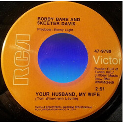 Bobby Bare / Skeeter Davis Your Husband, My Wife / Before The Sunrise USED VINYL 7INCH 45 RPM SINGLE