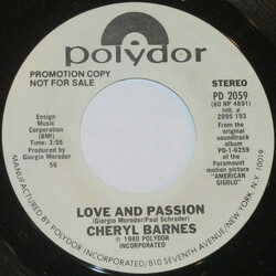 Cheryl Barnes Love And Passion USED VINYL 7INCH 45 RPM SINGLE PROMO STEREO