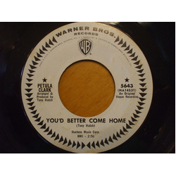 Petula Clark You'd Better Come Home / Heart Vinyl 7" USED