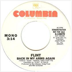 Flint (3) Back In My Arms Again USED VINYL 7INCH 45 RPM PROMO STYRENE STEREO MONO