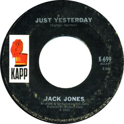 Jack Jones Just Yesterday USED VINYL 7INCH 45 RPM SINGLE MONO