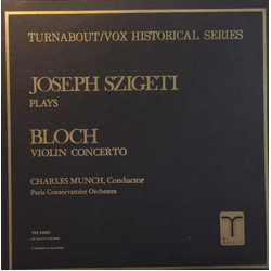 Joseph Szigeti / Ernest Bloch / Charles Munch / Orchestre De La Société Des Concerts Du Conservatoire Violin Concerto Vinyl LP USED