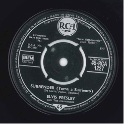 Elvis Presley / The Jordanaires Surrender (Torna A Surriento) Vinyl 7" USED