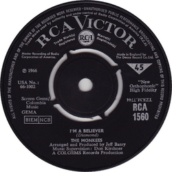 The Monkees I'm A Believer Vinyl 7" USED