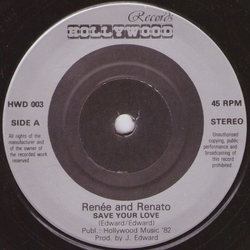 Renée & Renato Save Your Love Vinyl 7" USED