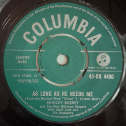 Shirley Bassey / The Rita Williams Singers / Geoff Love & His Orchestra As Long As He Needs Me Vinyl 7" USED