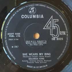 Solomon King She Wears My Ring Vinyl 7" USED