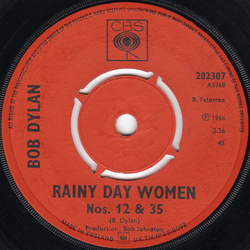 Bob Dylan Rainy Day Women Nos. 12 & 35 Vinyl 7" USED