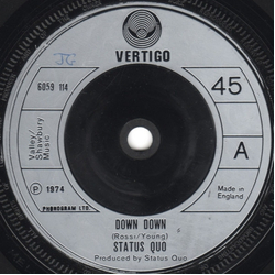 Status Quo Down Down Vinyl 7" USED